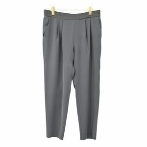 Armani Collezioni Gray Slinky Satin Elastic Waist Pleated Pull On Dress Pants